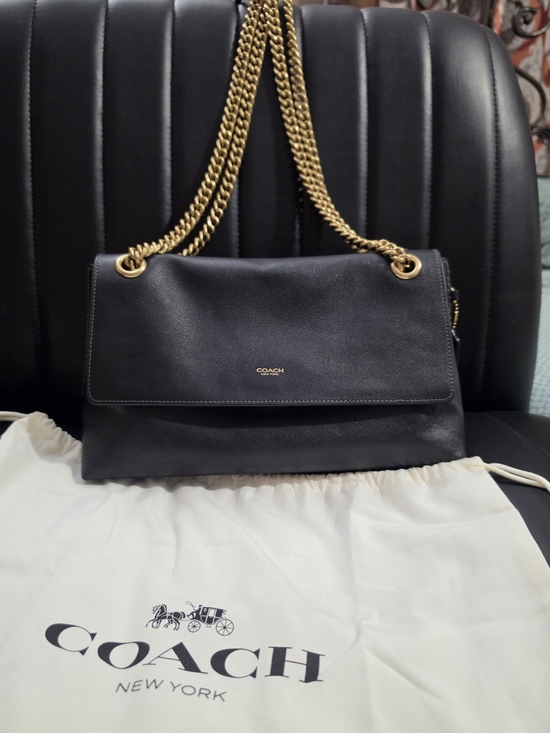 Coach Handbags - COACH Black Leather Chain-Handle Shoulder Bag